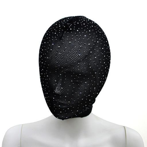 Kiotos - Kanten Hood - Shiny Diamonds - Bezet met Glilnsterende Steentjes - Zwart