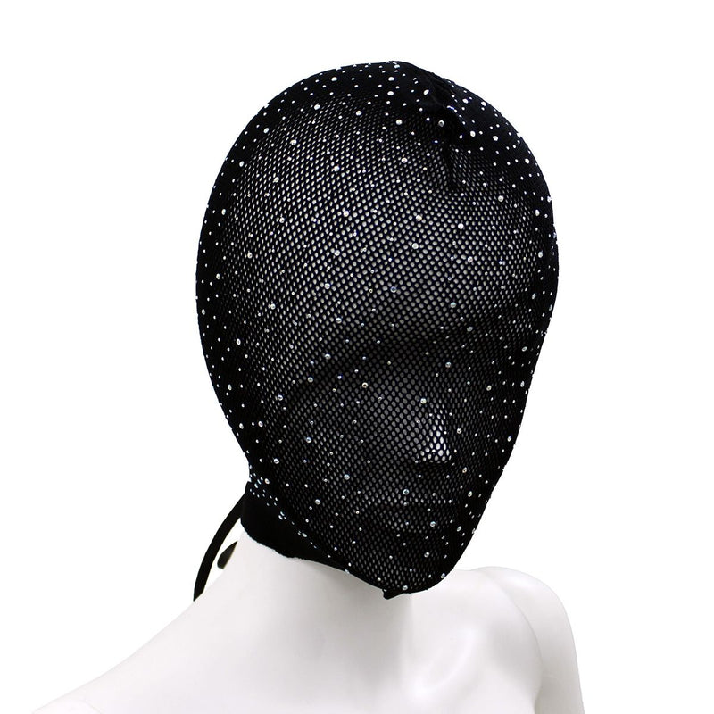 Kiotos - Kanten Hood - Shiny Diamonds - Bezet met Glilnsterende Steentjes - Zwart