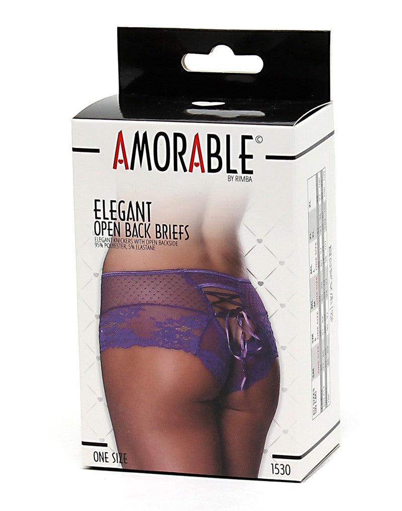 Amorable - Kanten Slip Met Open Achterkant En Rijglint - Lila
