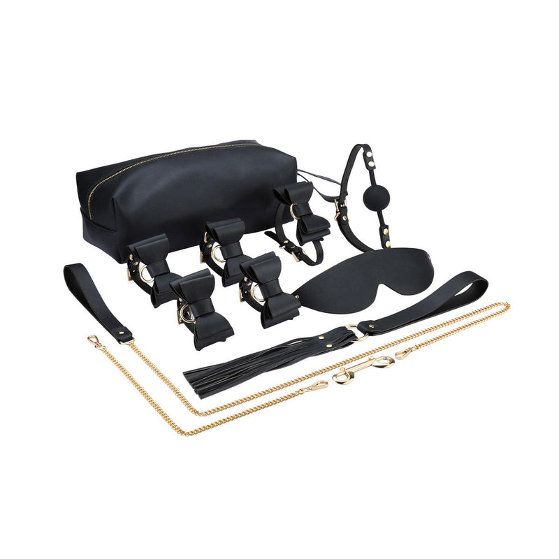 Kiotos - BDSM Kit met 8 items met Strikken in Etui - Zwart