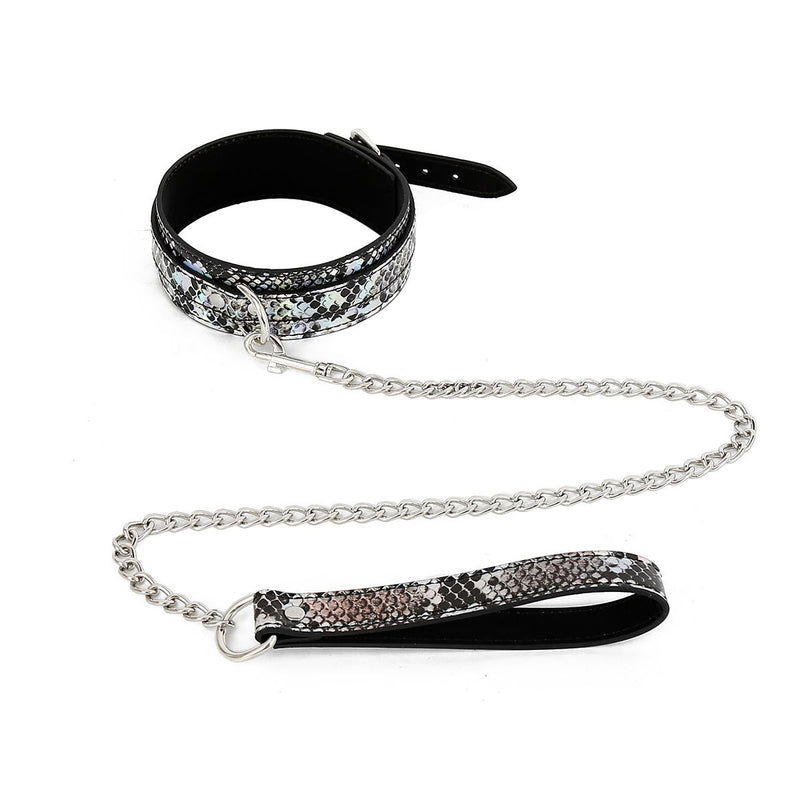 Kiotos - BDSM Set Met Slangenprint - Neon Zilver