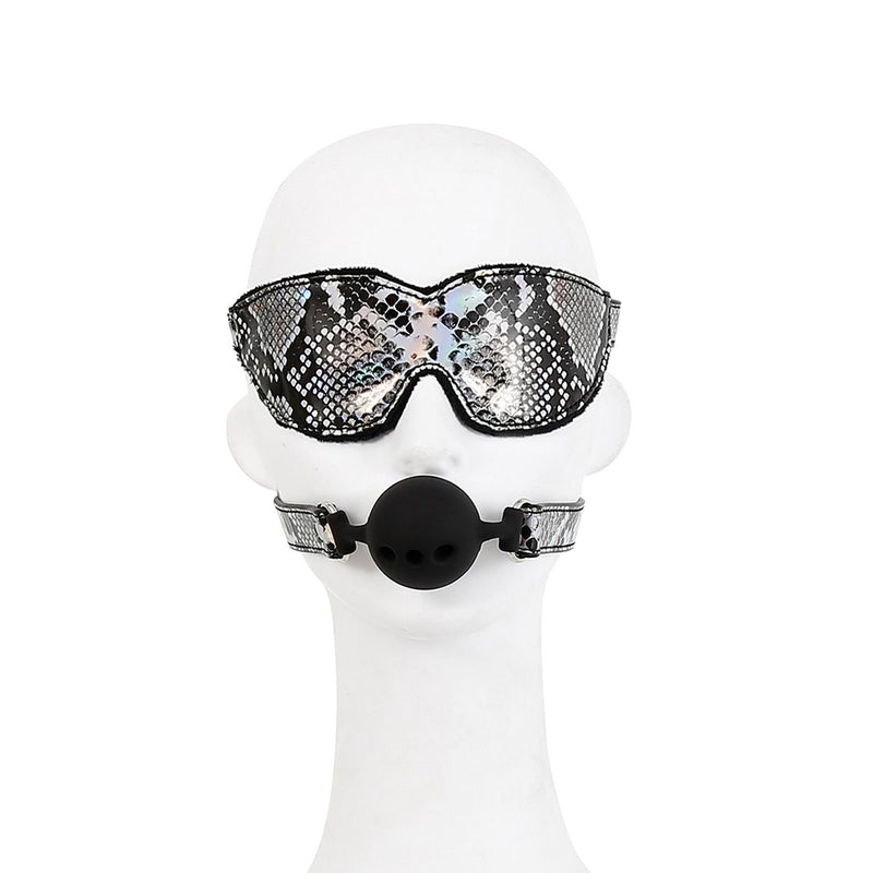 Kiotos - BDSM Set Met Slangenprint - Neon Zilver