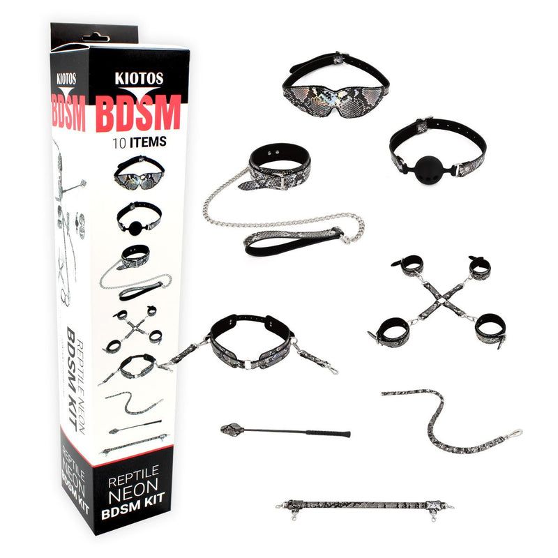 Kiotos - BDSM Set Met Slangenprint - Neon Zilver