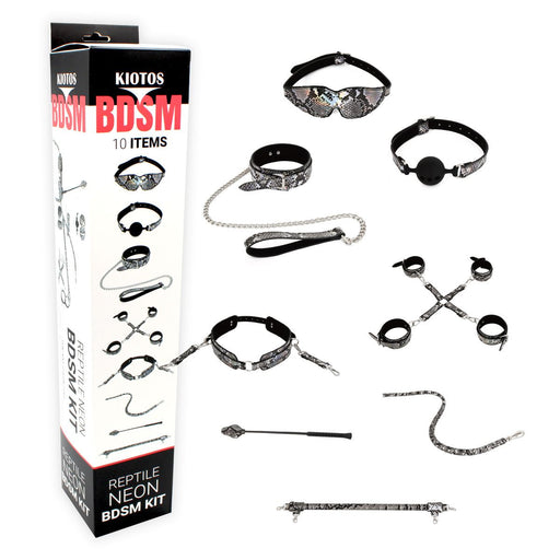 Kiotos - BDSM Set Met Slangenprint - Neon Zilver