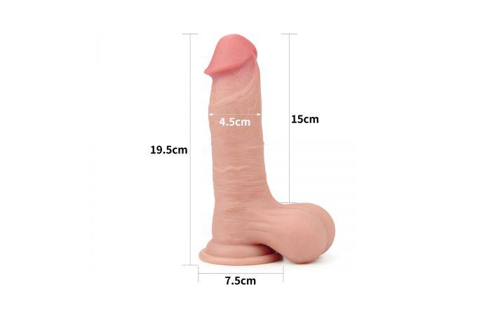 Kiotos Cox - Sliding Skin Dubbellaags Dildo 19.5 x 4.5 cm - Lichte Huidskleur