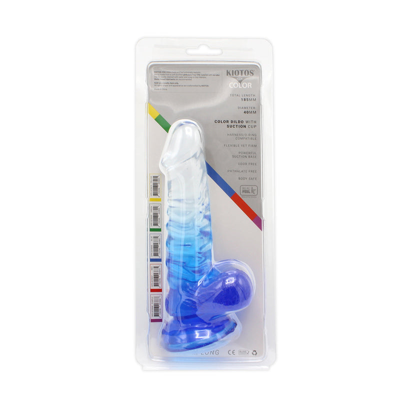 Kiotos Cox Color - Gekleurde Dildo 02 - 18,5 x 4 cm - Transparant/Blauw