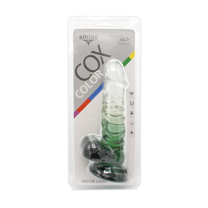 Kiotos Cox Color - Gekleurde Dildo 02 - 18,5 x 4 cm - Transparant/Groen