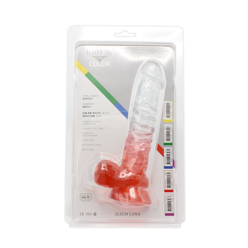 Kiotos Cox Color - Gekleurde Dildo 04 - 22,5 x 4 cm - Transparant/Rood
