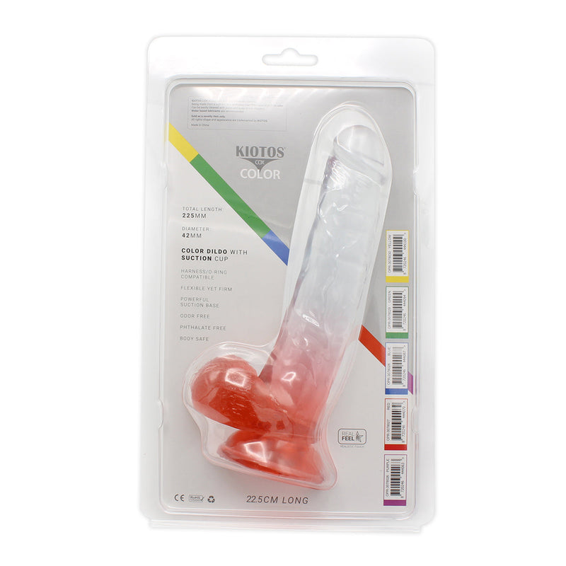 Kiotos Cox Color - Gekleurde Dildo 06 - 22,5 x 4,2 cm - Transparant/Rood