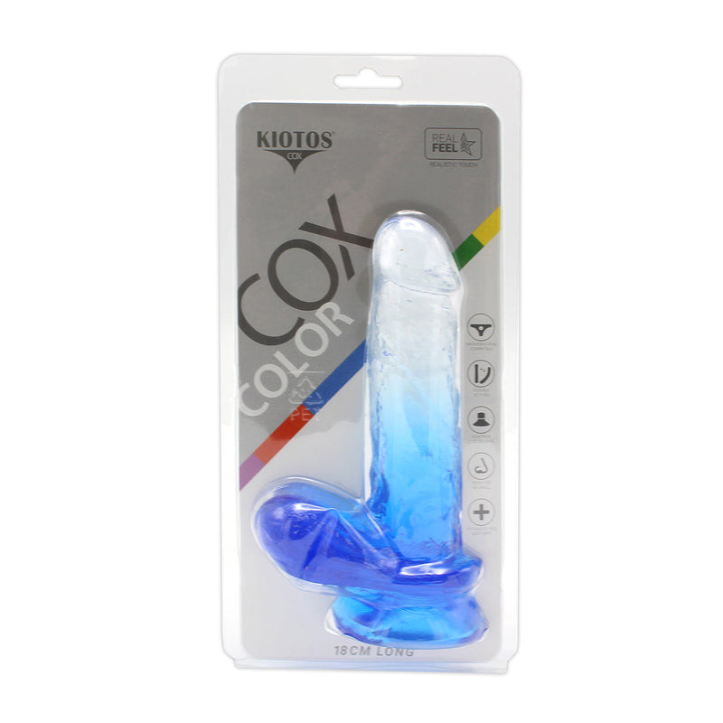 Kiotos Cox Color - Gekleurde Dildo 07 - 18 x 4 cm - Transparant/Blauw