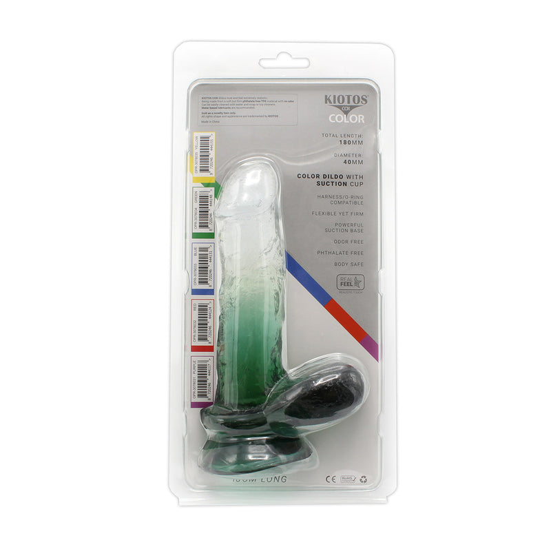 Kiotos Cox Color - Gekleurde Dildo 07 - 18 x 4 cm - Transparant/Groen