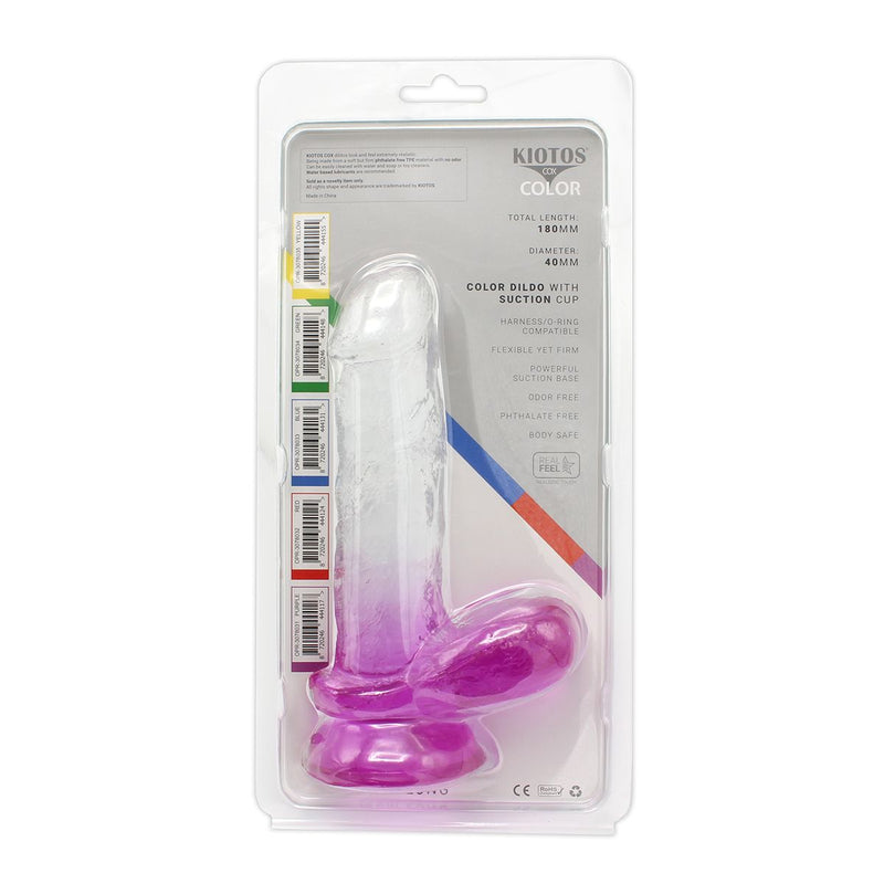 Kiotos Cox Color - Gekleurde Dildo 07 - 18 x 4 cm - Transparant/Paars