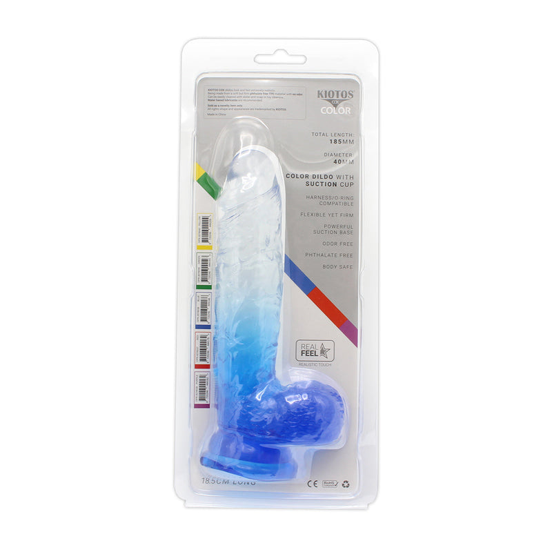 Kiotos Cox Color - Gekleurde Dildo 08 - 18,5 x 4 cm - Transparant/Blauw