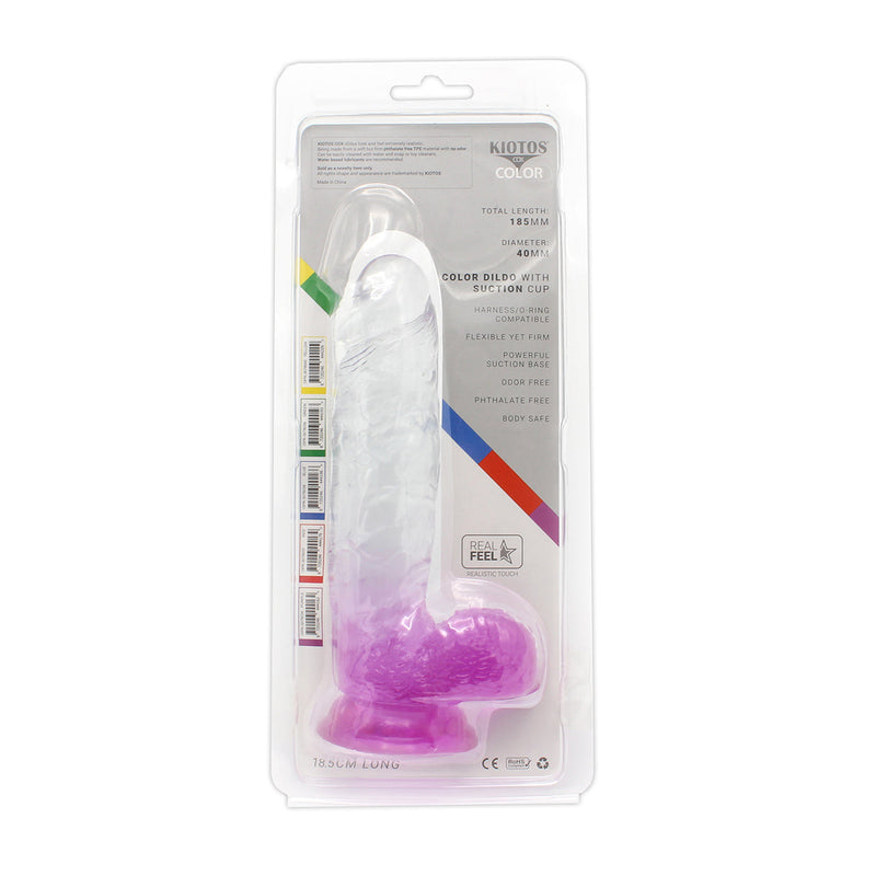 Kiotos Cox Color - Gekleurde Dildo 08 - 18,5 x 4 cm - Transparant/Paars