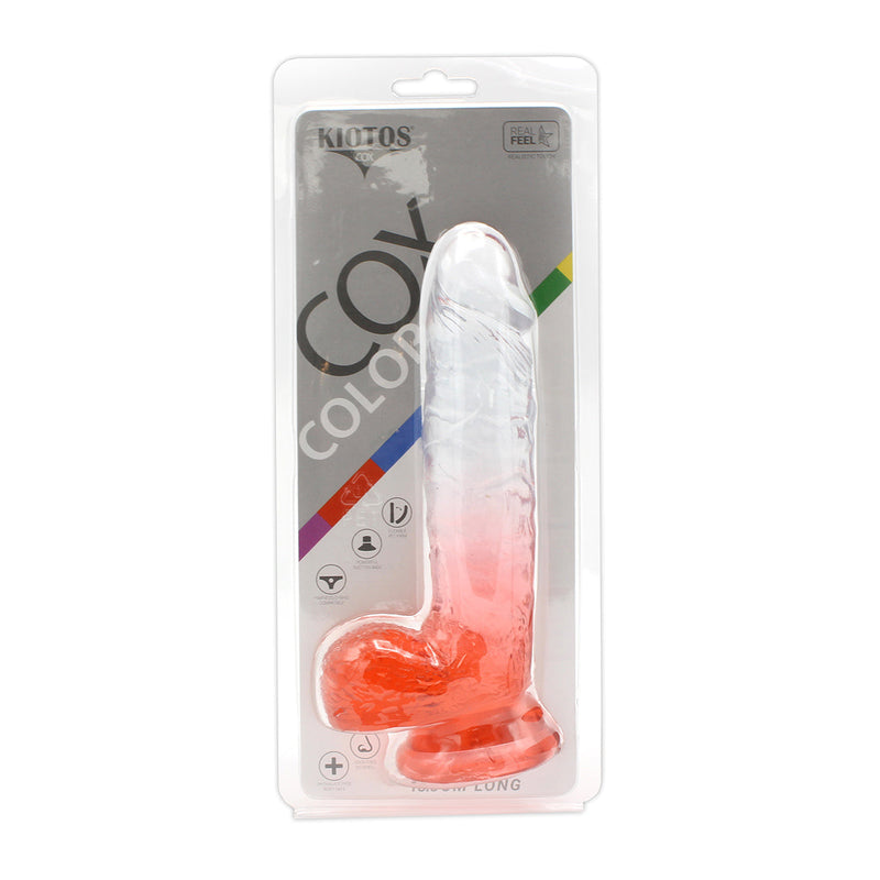 Kiotos Cox Color - Gekleurde Dildo 08 - 18,5 x 4 cm - Transparant/Rood