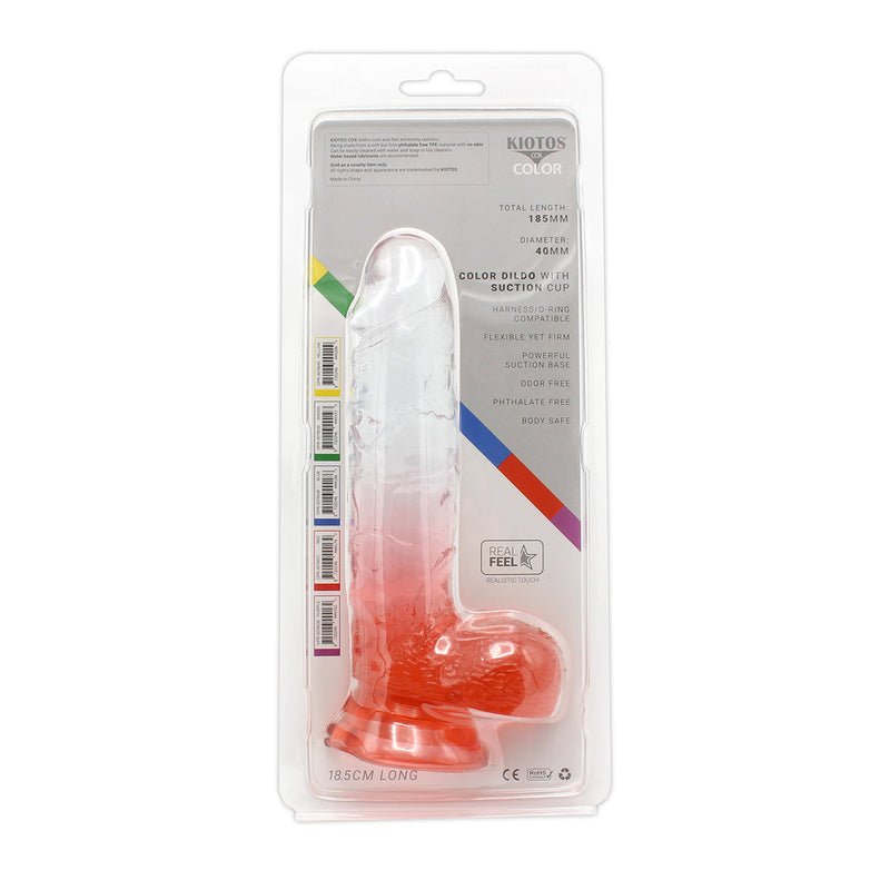 Kiotos Cox Color - Gekleurde Dildo 08 - 18,5 x 4 cm - Transparant/Rood