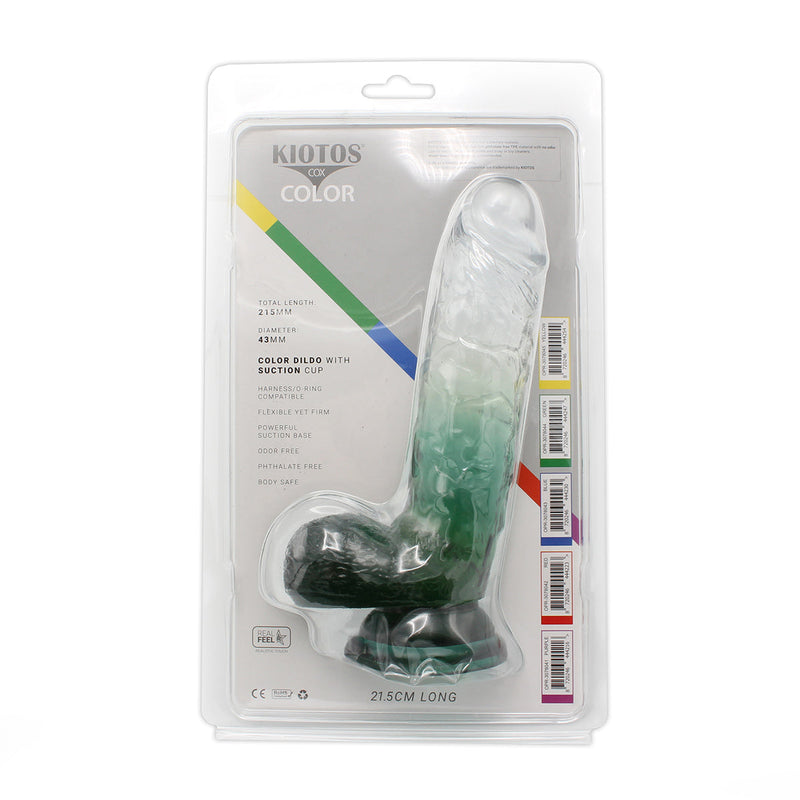 Kiotos Cox Color - Gekleurde Dildo 09 - 21,5 x 4,3 cm - Transparant/Groen