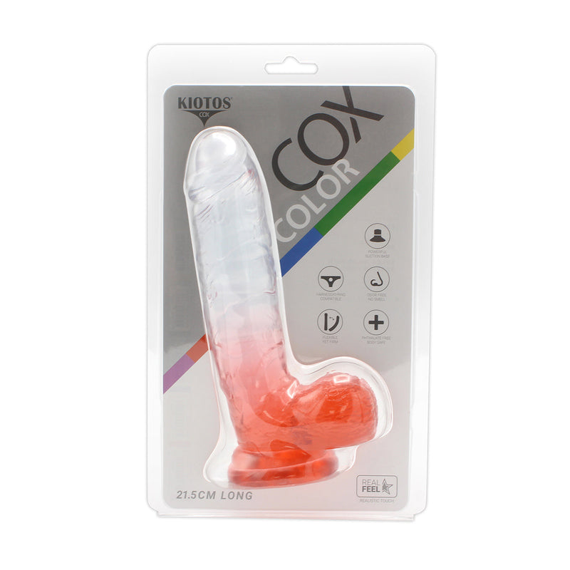 Kiotos Cox Color - Gekleurde Dildo 09 - 21,5 x 4,3 cm - Transparant/Rood