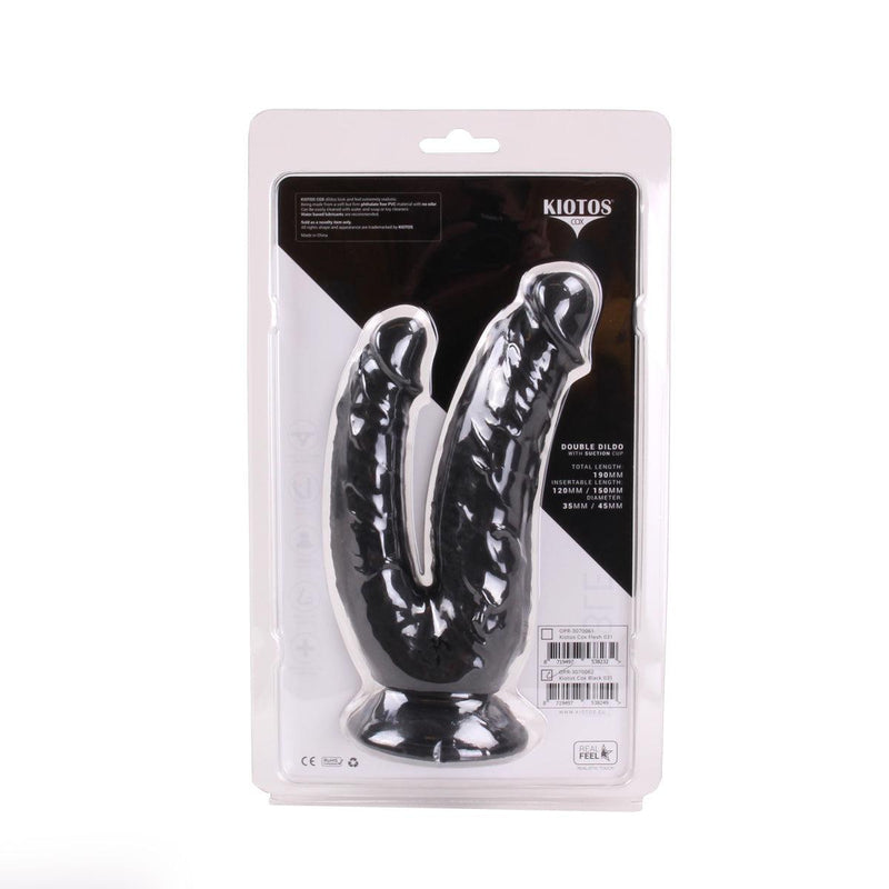 Kiotos Cox - Dildo Voor Dubbele Penetratie - 21 x 3.5/4.5 cm - Zwart