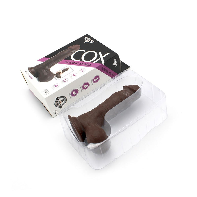 Kiotos Cox - Dildo Met Glijdende Huid 19.5 x 4.5 cm - Bruin