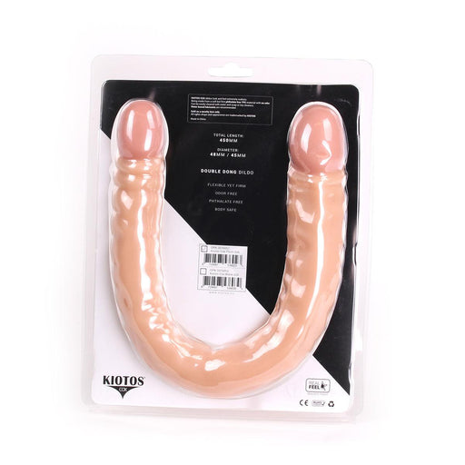 Kiotos Cox - Dubbele Dildo - 45 x 4,5/4,8 cm - Lichte Huidskleur
