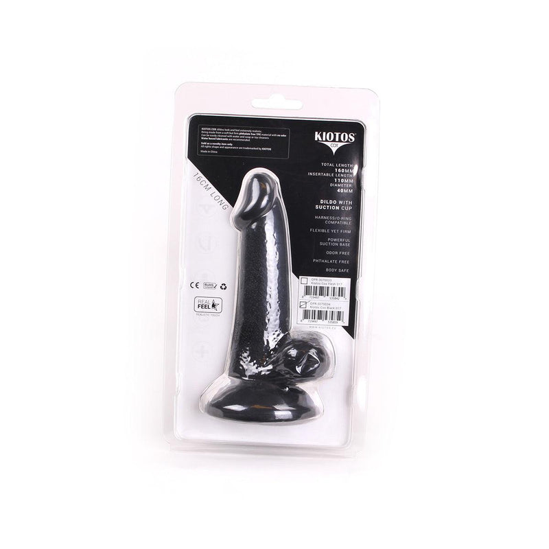 Kiotos Cox - Rechte Dildo Met Balzak 16 x 4 cm - Zwart