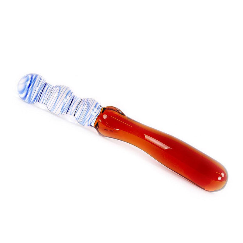Kiotos Glass - Glazen Dildo Curves - Blauw/amber