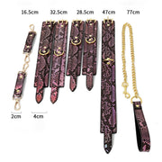 Kiotos Leather - BDSM Set 3-delig Met Reptielenprint - Goud/Roze