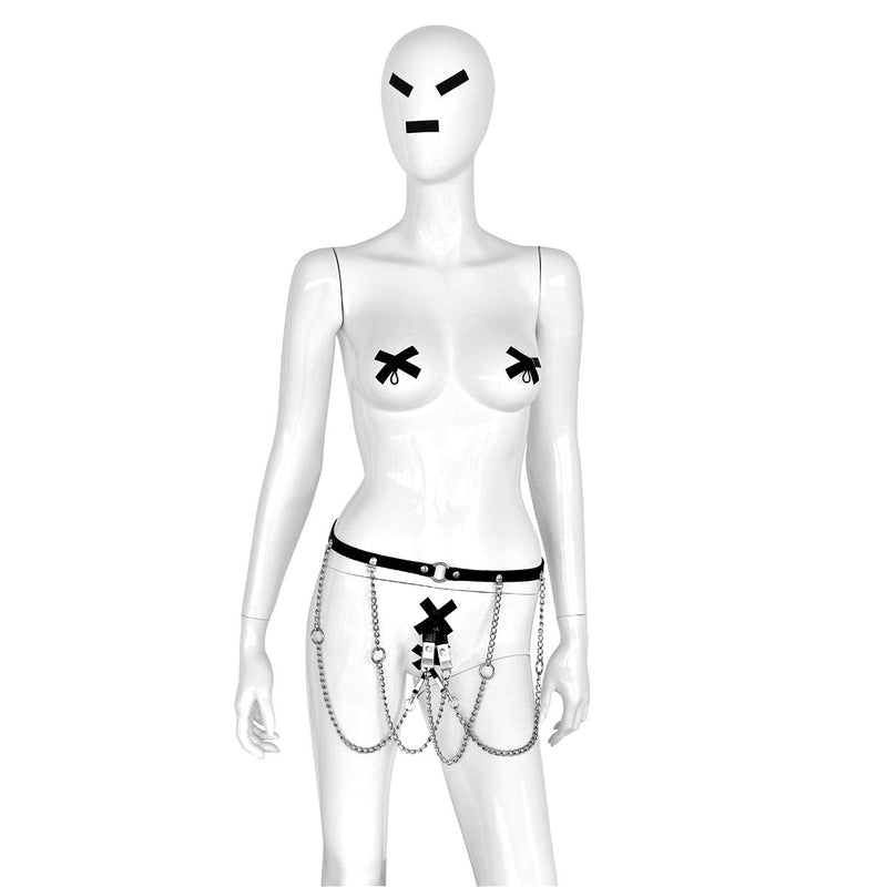 Kiotos Leather - Body Harnas - Leren Riemen Body - Heupriem met Klemmen voor Tepels en Geslachtsdeel - Verstelbaar