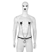 Kiotos Leather - Body Harnas - Leren Riemen Body - Heupriem met Klemmen voor Tepels en Geslachtsdeel - Verstelbaar