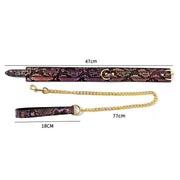 Kiotos Leather - Collar En Leiband Met Reptielenprint - Goud/Roze - veganistisch vriendelijk