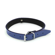 Kiotos Leather - Collar met Kleine O-ring - Leder - Blauw