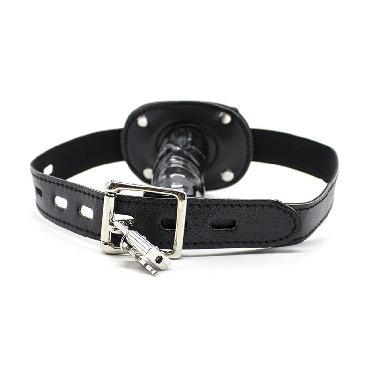 Kiotos Leather - Gag - Penis Gag Lang - PU Leer - Insteeklengte 9 cm - Zwart