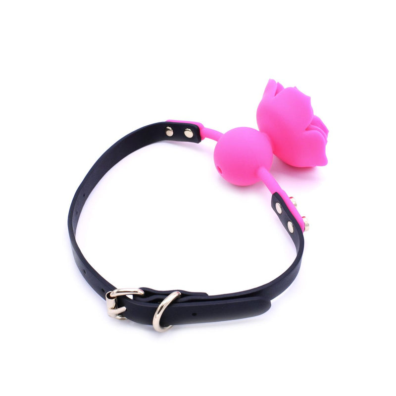 Kiotos Leather - Gag Siliconen Roos - Roze