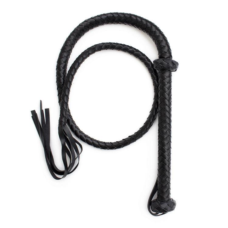 Kiotos Leather - Gevlochten Single tail Zweep - Bullwhip - PU Leer - 150 cm - Zwart