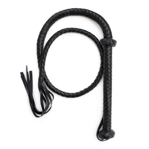 Kiotos Leather - Gevlochten Single tail Zweep - Bullwhip - PU Leer - 150 cm - Zwart