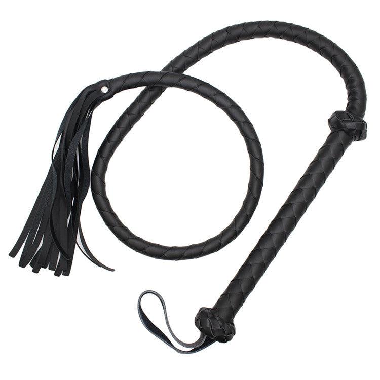 Kiotos Leather - Gevlochten Single tail Zweep - Bullwhip - PU Leer - 150 cm - Zwart