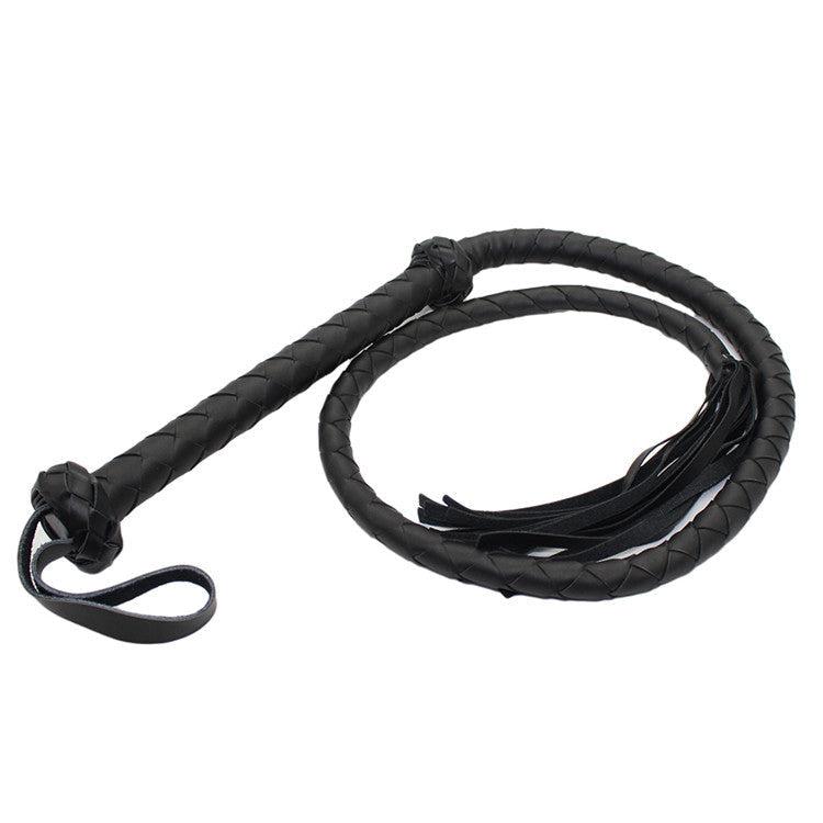 Kiotos Leather - Gevlochten Single tail Zweep - Bullwhip - PU Leer - 150 cm - Zwart