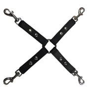 Kiotos Leather - Hogtie Bondage Riem Met Studs En Karabijnhaken - Zwart