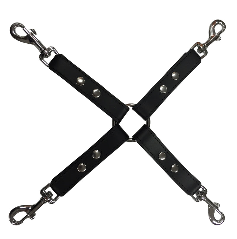 Kiotos Leather - Hogtie Bondage Riem Met Studs En Karabijnhaken - Zwart