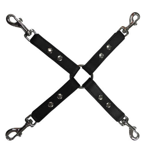 Kiotos Leather - Hogtie Bondage Riem Met Studs En Karabijnhaken - Zwart