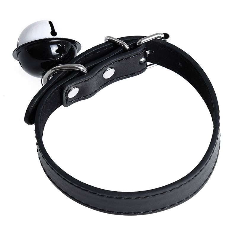 Kiotos Leather Kunstleren Collar met Belletje - Elegant Zwarte Halsband voor verhoogde sensationele momenten 