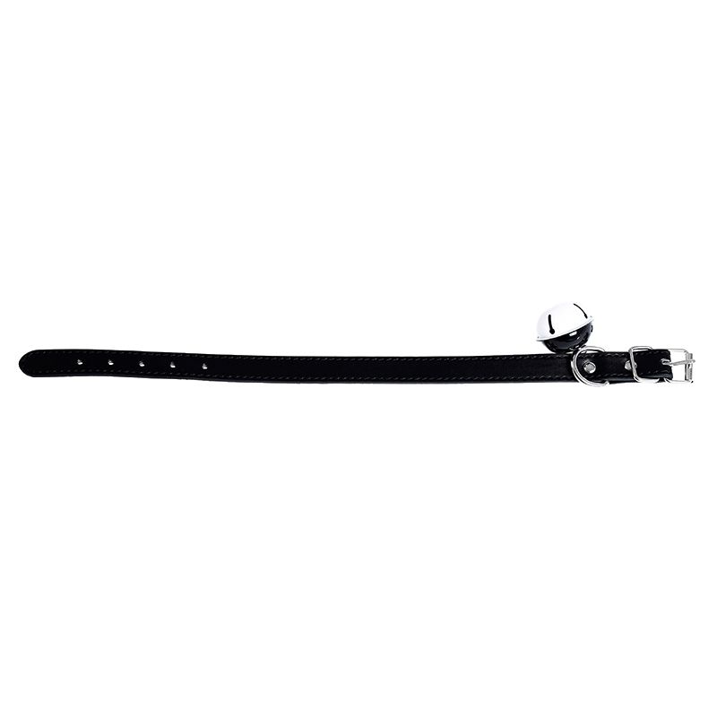 Kiotos Leather Kunstleren Collar met Belletje - Elegant Zwarte Halsband voor verhoogde sensationele momenten 