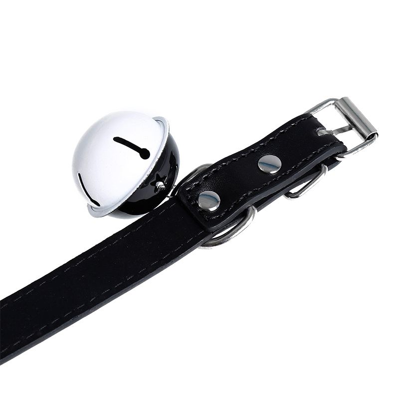 Kiotos Leather Kunstleren Collar met Belletje - Elegant Zwarte Halsband voor verhoogde sensationele momenten 