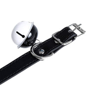 Kiotos Leather Kunstleren Collar met Belletje - Elegant Zwarte Halsband voor verhoogde sensationele momenten 