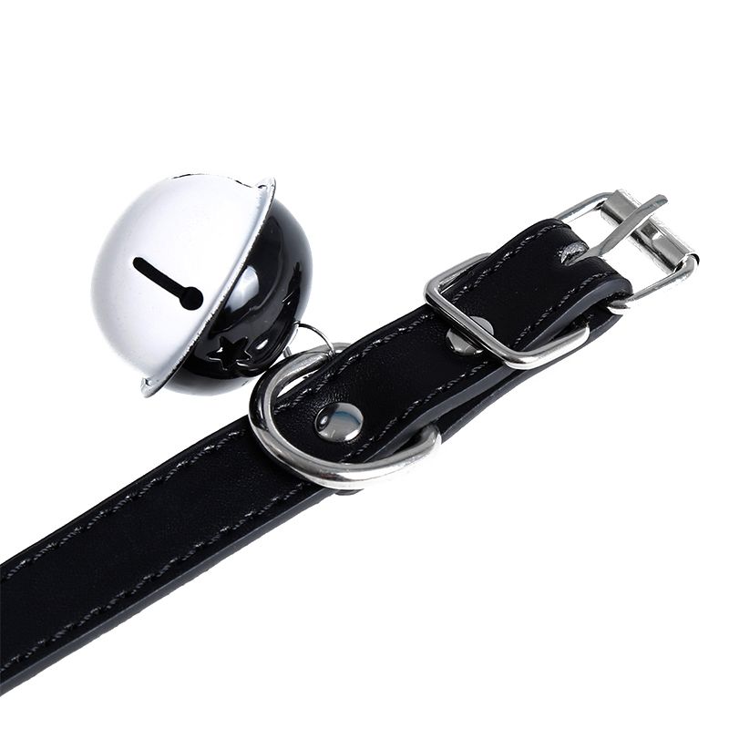 Kiotos Leather Kunstleren Collar met Belletje - Elegant Zwarte Halsband voor verhoogde sensationele momenten 