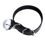 Kiotos Leather Kunstleren Collar met Belletje - Elegant Zwarte Halsband voor verhoogde sensationele momenten 