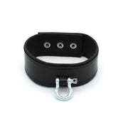 Kiotos Leather - Lederen Collar met Drukknopen en Metalen Beugelsluiting Voorzijde - Zwart