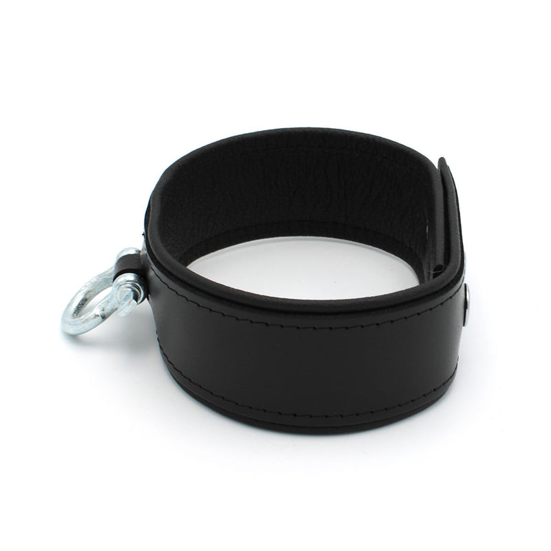 Kiotos Leather - Lederen Collar met Drukknopen en Metalen Beugelsluiting Voorzijde - Zwart