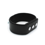 Kiotos Leather - Lederen Collar met Drukknopen en Metalen Beugelsluiting Voorzijde - Zwart